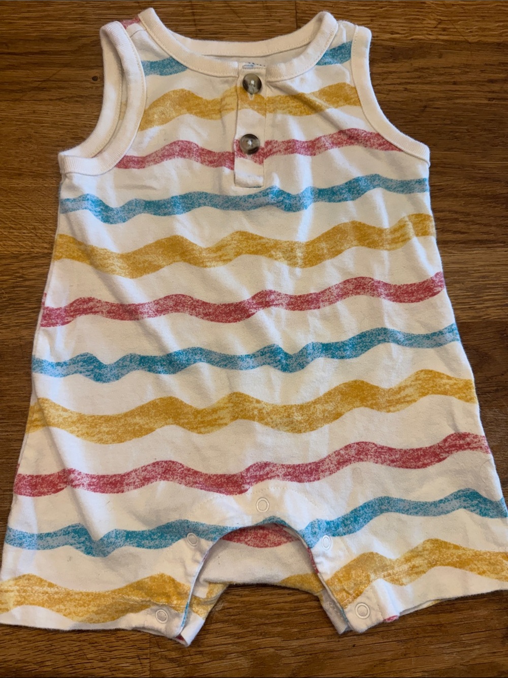 Old Navy Cream Baby Tee with Subtle Blue Tie-Dye